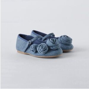 Zara kids,blue, floral denim Mary janes flats, size 7 (5.6 inches)